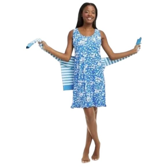 Draper James Blue & White Floral Tank Dress with Ruffle Hem S/M - Picture 1 of 8